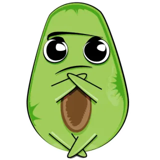 😑 Avocat, Dessin animé, Mignon, Emoji, Fruit, Kawaii telegram sticker