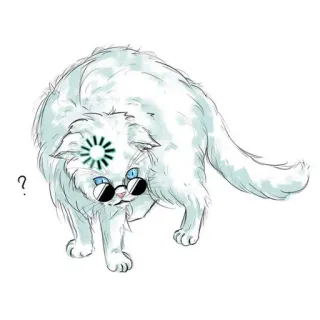🐈 Katze, Brille, Tier, süß, weiß, Fragezeichen, flauschig, Cartoon telegram sticker