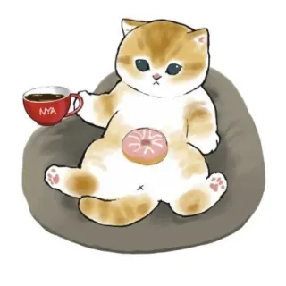 💗 NYA kot, pączek, kawa, słodki, zrelaksowany, kotek, zwierzę telegram sticker