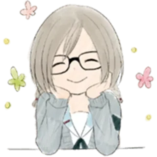 😊 Cartoon, Niedlich, Brille, Anime telegram sticker