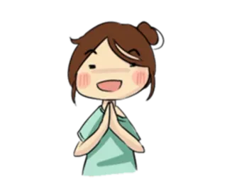 🙏 dessin animé, fille, mignon, salutation, animé, illustration whatsapp sticker