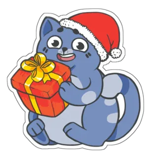 🎁 gato, navidad, regalo, presente, fiesta, lindo, pegatina whatsapp sticker