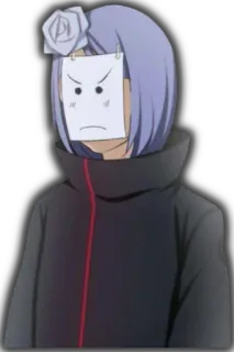 🙁 Konan Naruto 애니메이션, 코난, 나루토, 종이, 화난 telegram sticker