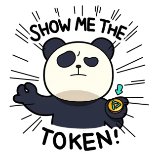😠 SHOW ME THE TOKEN! panda, token, funny, cartoon, animal, cute telegram sticker