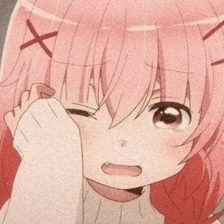 😢 Anime, Mädchen, süß, rosa Haare, Cartoon, Figur telegram sticker