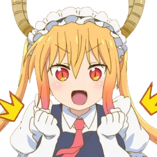 🎉 Tohru Miss Kobayashi's Dragon Maid animé, dragon, mignon, kawaii, Tohru, excité, dessin animé whatsapp sticker