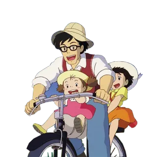 🚲 My Neighbor Totoro totoro, anime, familie, kinder, fahrrad whatsapp sticker