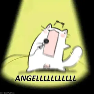 🎤 ANGELLLLLLLLLLLLLL chat, ange, mignon, kawaii, mème, dessin animé, drôle telegram sticker