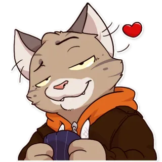 😽 chat, anthropomorphe, dessin animé, animal, personnage, mignon, cœur telegram sticker