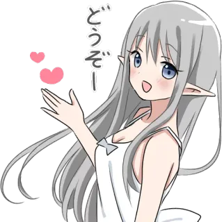 😀 どうぞ Anime, Garota, Elfo, Fofa, Corações whatsapp sticker