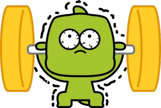 😖 halterofilia, dibujos animados, ejercicio, fitness, gimnasio, verde, lindo telegram sticker