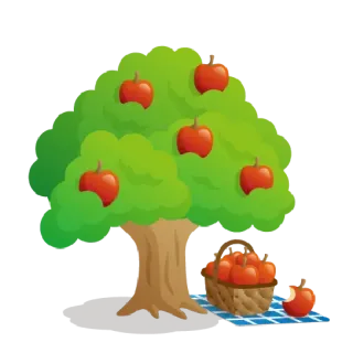 🍎 appelboom, appels, fruit, mand, picknick telegram sticker