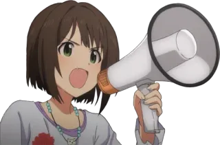 📣 Anime, Mégaphone, Crier, Fille, Mignon, Expression telegram sticker
