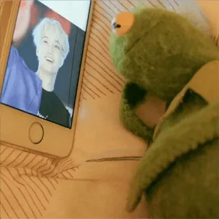🐸 Kermit Kermit o Sapo, Muppets, telefone, assistindo, fofo whatsapp sticker