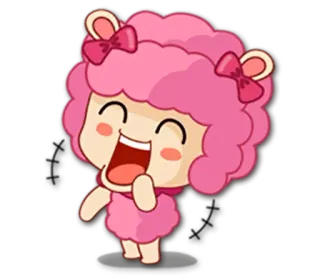 😂 Cartoon, Schaf, Niedlich, Rosa, Tier, Kawaii whatsapp sticker