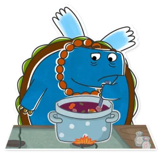 ❓ cozinhar, sopa, tartaruga, desenho animado, cozinha telegram sticker