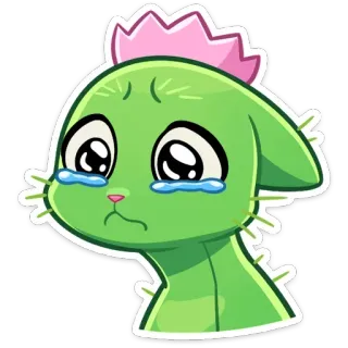 😢 cactus, pleurer, triste, mignon, plante telegram sticker