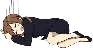 😭 измотанный, офисный работник, уставшая, женщина, лежащая telegram sticker