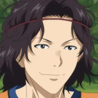 🙂 Anime, lächelnd, Mann, Stirnband, Haare, Charakter telegram sticker