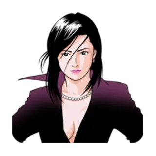 😐 mulher, anime, mangá, retrato, colar, casaco roxo telegram sticker