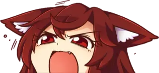 😠 Anime, Katmeisje, Cartoon, Boos, Schreeuwen, Oren telegram sticker