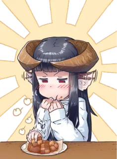 🤩 anime, eating, horns, cute, manga, illustration telegram sticker