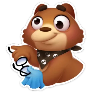 👓 медведь, мультфильм, животное, очки, череп, бандана, персонаж whatsapp sticker