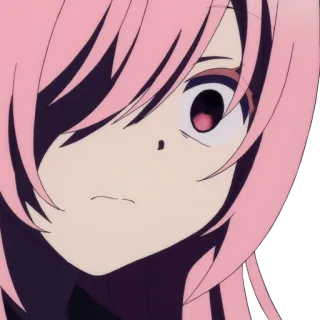 😥 anime, rambut pink, gadis anime, kartun telegram sticker