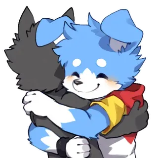 🫂 狗, 拥抱, 动物, 卡通, 友谊 telegram sticker