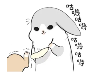 😊 咕嘰咕嘰 conejo, lindo, texto chino, onomatopeya, cosquillas, dibujos animados, bunny telegram sticker