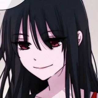 🌙 anime, girl, black hair, red eyes, manga, portrait telegram sticker