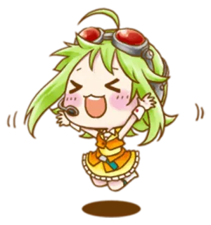 😆 Anime, Chibi, Lindo, Personaje, Chica, Gafas, Pelo Verde, Alegre whatsapp sticker