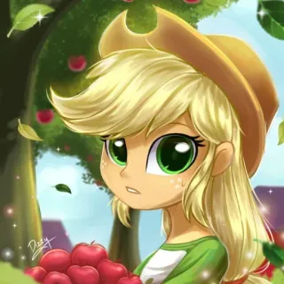 🍎 Applejack My Little Pony Пони, Мультфильм, Яблоко, Лошадь, Женщина, Девочка telegram sticker