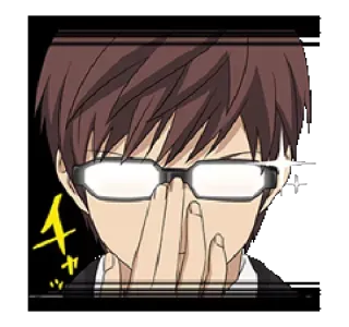 😠 チャッ アニメ, 男の子, 眼鏡, 眼鏡を直す, 漫画 telegram sticker