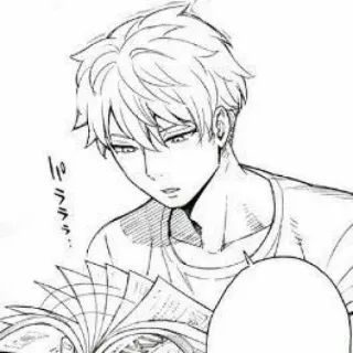 ⬛ パラララ… anime, boy, reading, manga, illustration whatsapp sticker