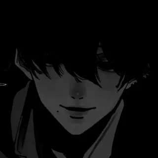 🔗 Anime, Manga, Portret, Mroczny, Monochromatyczny, Mężczyzna telegram sticker