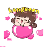 🥰 kangeeen 사랑, 하트, 귀여운, 만화, kangeeen, 소녀, 분홍색 telegram sticker