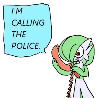 📞 Gardevoir Pokemon I'M CALLING THE POLICE. gardevoir, pokemon, ligando, polícia, meme telegram sticker
