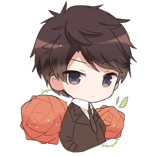 😐 anime, chibi, rose, cute, cartoon, character telegram sticker