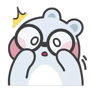 😧 bear, cartoon, glasses, shocked, cute, animal, sticker whatsapp sticker