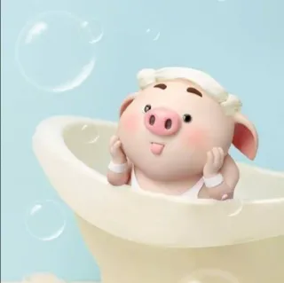 🐽 cochon, bain, bulles, mignon, animal, dessin animé, relaxant telegram sticker