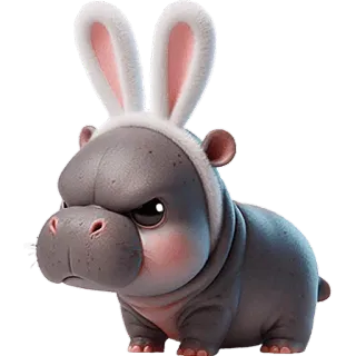 😠 ippopotamo, coniglio, animale, carino, cartone animato, personaggio, divertente telegram sticker