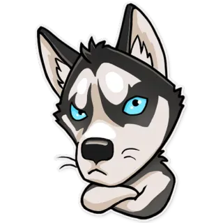 🙁 dog, husky, animal, cartoon, pet, sticker whatsapp sticker