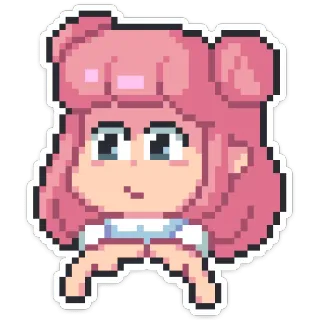 🥺 Pixel art, Anime, Capelli rosa, Carino, Personaggio, Adesivo telegram sticker