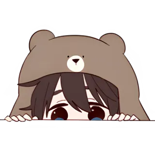 😶 anime, character, cute, bear, hoodie telegram sticker