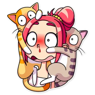 😳 Desenho animado, Gato, Abraço, Engraçado, Fofo, Adesivo telegram sticker