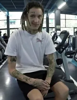 🙃 homme, gym, fitness, tatouage, dreadlocks, exercice, portrait whatsapp sticker