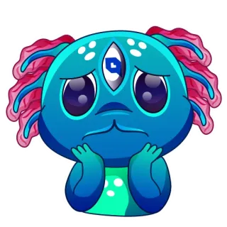 😭 สัตว์ประหลาด, การ์ตูน, เศร้า, มนุษย์ต่างดาว, สามตา telegram sticker