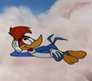 ☁ Woody Woodpecker cartone animato, Woody Woodpecker, uccello, pigro, cielo, nuvole whatsapp sticker