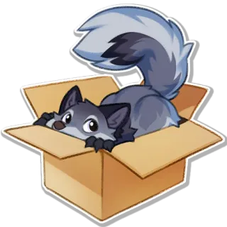 📦 animal, wolf, box, cute, cartoon telegram sticker